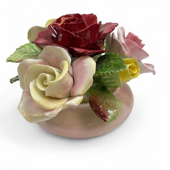 VTG Royal Adderley England Bone China Flower Rose Bouquet In Footed Bowl 2.5" - Picture 3 of 8